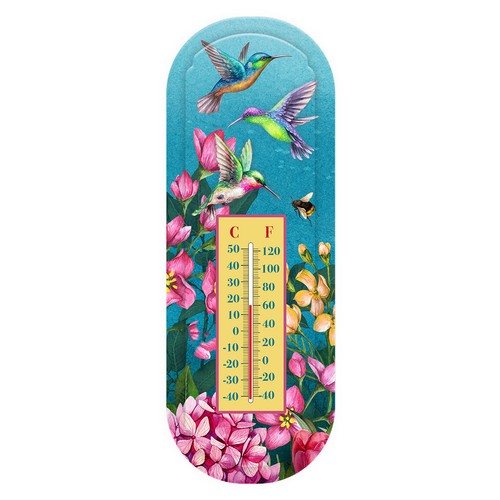 Briarwood Lane Springtime Hummingbirds Metal Thermometer - Picture 1 of 6