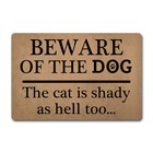 Funny Welcome Front Door Mats Indoor EntranceBeware of The Dog The Cat is Sha...