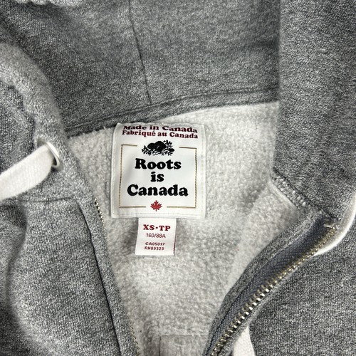 Roots Canada Hoodie Sweatshirt Gray XS Logo Patches Maple Leaf - Picture 3 of 6