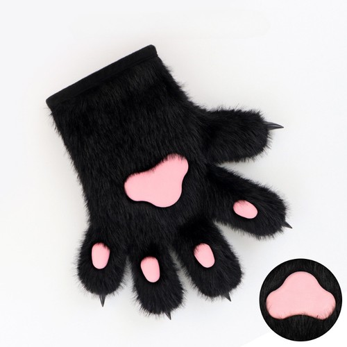 Damen süße Plüsch Katze Pfote Handschuhe Kunstfell pelzig Cosplay Kostüm Zubehör Party - Bild 1 von 17