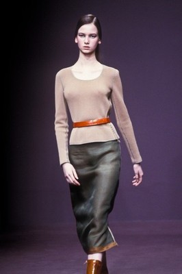 Vintage Archive Prada Fall 1999 Tan Camel Mesh Long Sleeve Shirt