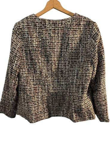 NUEVO CON ETIQUETAS THE LIMITED Talla Grande 1X Blazer Pettie Besando Frontal Tweed Blazer Abierto Metal - Imagen 3 de 8