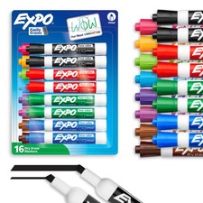 EXPO Low Odor Dry Erase Markers, Chisel Tip, Assorted Colors, 16 Count