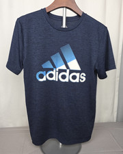 adidas Youth Navy Dri-Fit Graphic Logo Short Sleeve T-shirt Large 14/16 