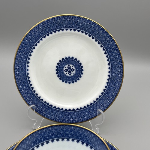 Wedgwood Etruria Bone China Lynn 8784 Trio Cup Saucer Side Plate Blue Gold 1920s - Picture 4 of 18