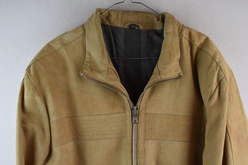 RIVER ISLAND Beige Leather Bomber Jacket size Eur 5 Mens Full Zip Casual - Picture 2 of 10