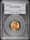 1947-D Lincoln Wheat Cent PCGS MS-65 RD
