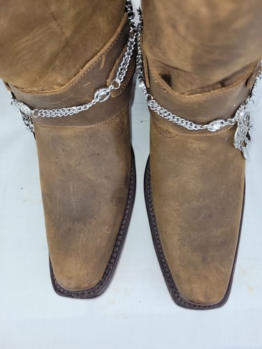 Reyme Brown Harness Boots Distressed Leather Womens Size 10M Bling Included!!! - Picture 10 of 19