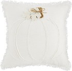 Farmhouse Autumn/Fall MUDPIE White Pumpkin Gather Throw Pillow Cover 18" x 18".