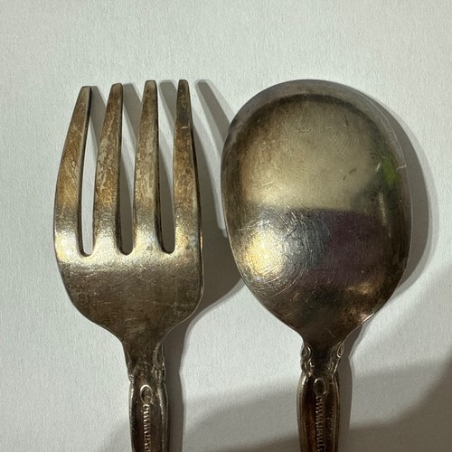 Oneida Community silverplate Silver Artistry 2 pc Baby Set 4.75” Tarnished As Is - Picture 8 of 10