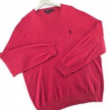 Polo Ralph Lauren Men's XXL Pima Cotton V-Neck Sweater Knit Top Dark Pink