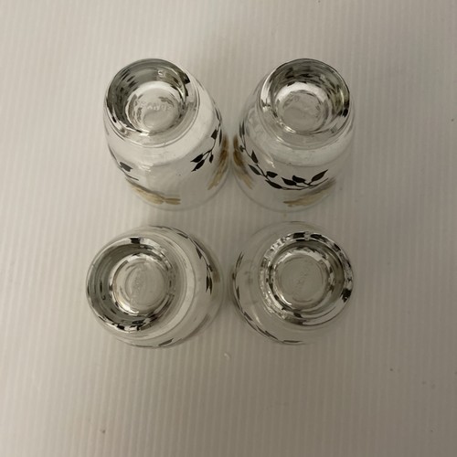 4 Retro Drinking Glasses shot/liqueur glasses Black leaf and Gold Roses Design - Bild 8 von 8