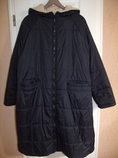 Damen-Kapuzen-Steppmantel / Wendemantel 3XL schwarz / Teddyfell