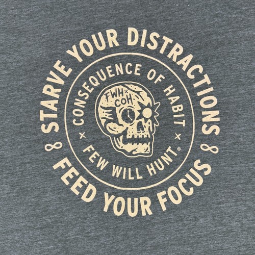 Few Will Hunt Shirt Mens XL Green Starve Your Distractions Feed Focus Made USA - Picture 5 of 7