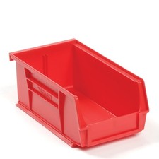 Plastic Storage Bin - Small Parts 4-1/8 x 7-3/8 x 3 Red Lot of 24