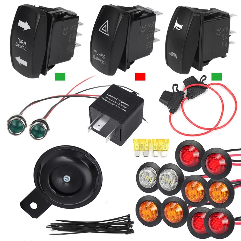 Fit SXS UTV ATV Rocker Switch Turn Signal Kit Street Legal Led Light Horn Hazard Foto 4 de 4
