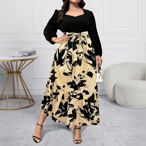 Plus Size 18-28 Women Floral Maxi Dress Ladies Evening Cocktail Ruffle Ball Gown - Picture 4 of 13