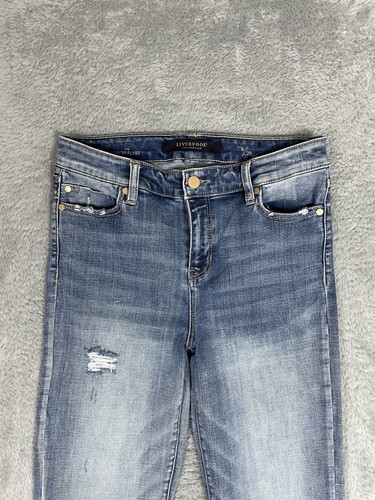 Jeans Liverpool Crop svasati donna 6 invecchiati orlo sfilacciato Asheville elasticizzato Deni - Foto 5 di 18