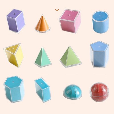 12Pcs 3D Geometrische Feststoffe Pädagogisches Spielzeug Haltbarkeit Math