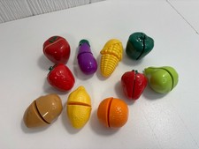 Lot of 10 pc. Pretend Play Plastic Food Pepper Cutting Toy Fruit Orange Apple