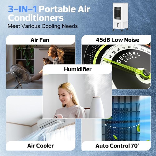 Windowless Portable Air Conditioner,3 IN1 Evaporative Air Cooler with 2 Gal W... - Picture 6 of 8