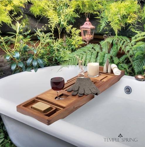 Badewannenablage aus Holz, Badaccessoires aus Akazie, Badewannenablage für Wanne TempleSpring - Bild 6 von 14