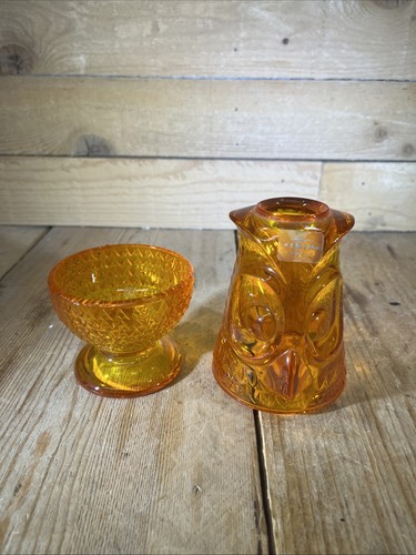 Viking Glass Orange Owl Fairy Lamp 7 1/4" Vintage Excellent Condition (L14) - Picture 2 of 16