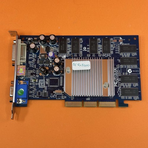 Vintage NVIDIA Geforce FX 5200 128Mb AGP Video Card VGA DVI TV-out - Working