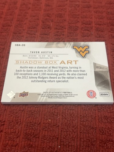CBC 2013 Sp Authentic Shadow Box Sba-26 Tavon Austin West Virginia Mountaineer - Picture 5 of 9