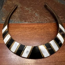 VTG Inlaid Torque Collar Necklace Egyptian Revival Art Deco Style Jewelry