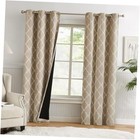 Moroccan Print Full Blackout Curtains 84 Inches 42"W x 84"L (Pack of 2) Tan