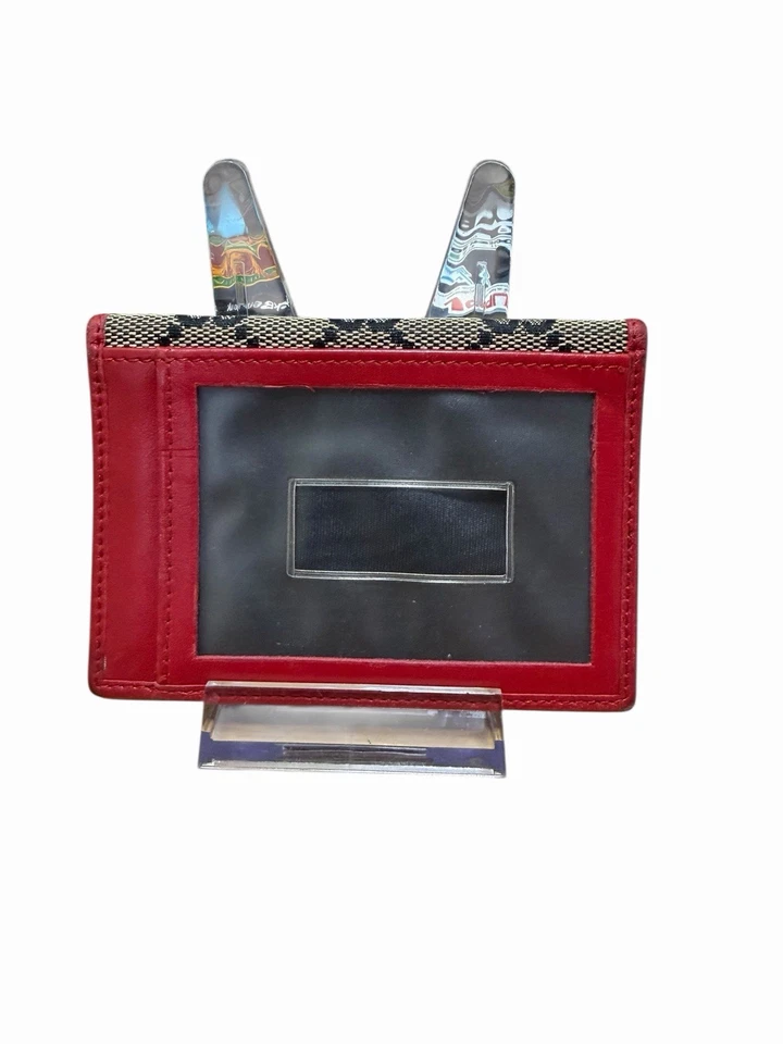 Portatarjetas Gucci GG Marmont con soporte de identificación trasero transparente - Forro de cuero rojo Foto 2 de 4