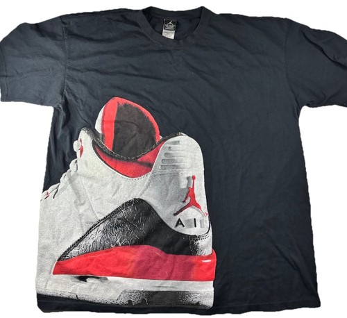 Nike Air Jordan Fire Red Cement 3 Sneaker Schuh III T-Shirt Herren Gr. 2XL Schwarz