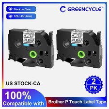 2PK Compatible TZ-141 TZe-141 Black on Clear Label Tape for Brother PT-H300 0.7"