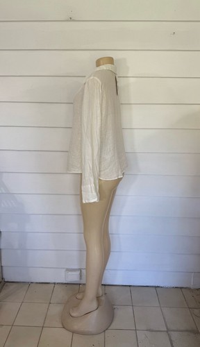 New ZARA Women's Long Sleeve Button Up Linen Blouse White size XL Y733A - Picture 9 of 18
