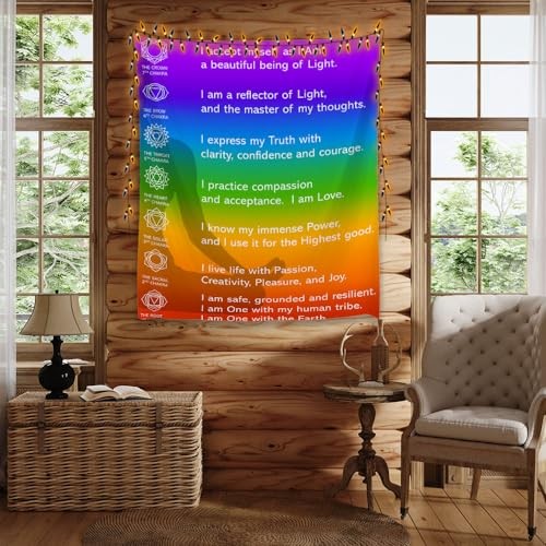 Chakra Chart Tapestry 7 Chakra Yoga Wall Art Decor 36L" x 24W" tapestries02 - Picture 3 of 8