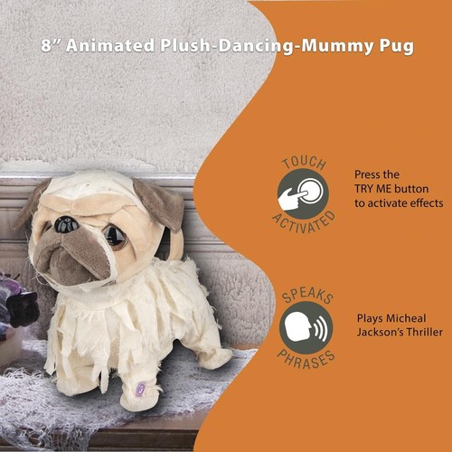Peluche carlino mamma animato 9,84" con suono a batteria decorazione Halloween interno - Foto 10 di 12