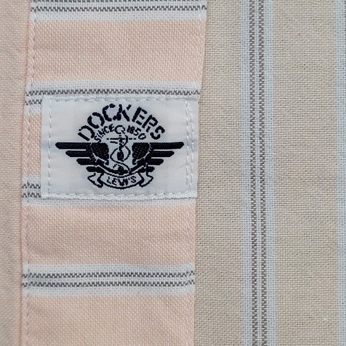 Vintage 90s Levis DOCKERS Striped Button Shirt Large 25x32 Baggy - Picture 4 of 14