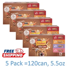 5 Pack Friskies Extra Gravy Chunky Variety Pack Canned Cat Food, 5.5-oz