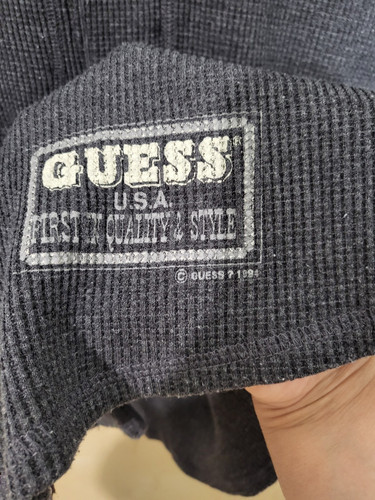 Men's Size:L Guess Originals Designs 90s Waffle Knit Button Up Shirt Vintage - Picture 5 of 11