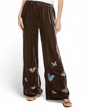 Johnny Was SEAMED WIDE LEG PANT LUCIANA Brown Butterflies Silk Blend XXL NEW