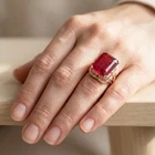 Vivid Red Rubellite Tourmaline 23.95Ct 925 Sterling Silver Rose Gold Ring Size 6