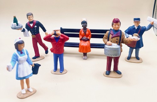 Konvolut 6 LGB Figuren Frau auf Bank + 5145 - STATIONSARBEITER - G SCALE FIGUREN