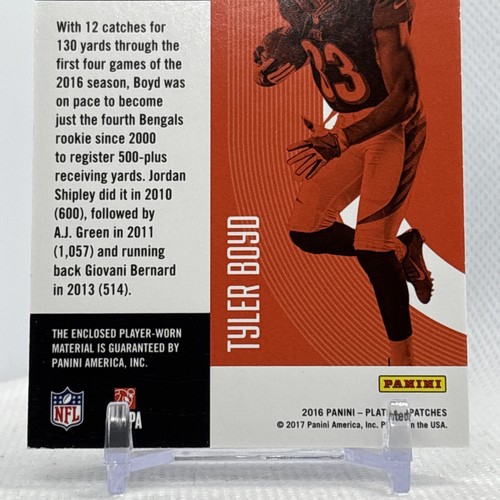 2016 Panini Plates & Patches Rookie Materials Blue /50 Tyler Boyd #RM-TB RC - Picture 6 of 6