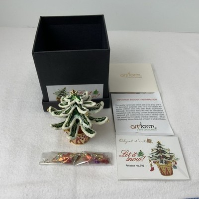 Artform L Objet Collectibles  Let It Snow  Christmas Tree Trinket Box #392 NWT