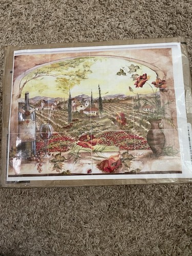 Backsplash Wandbild Blick auf die Toskana Italien Küche Wein Mohn Garten Keramikfliese - Bild 12 von 12