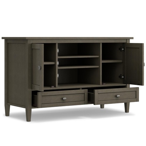 Warm Shaker Wood 47" Transitional TV Media Stand in Farmhouse Gray - Picture 4 of 8