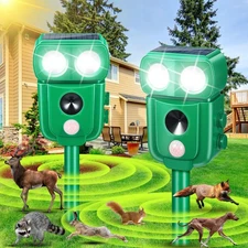 2 Pack Solar Animal Repeller Ultrasonic Deer Repellent Devices Cat Repellent ...