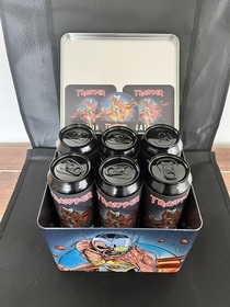 Iron Maiden Trooper Saturn Tin + 6 empty beer cans + 2 coasters + 1 sticker