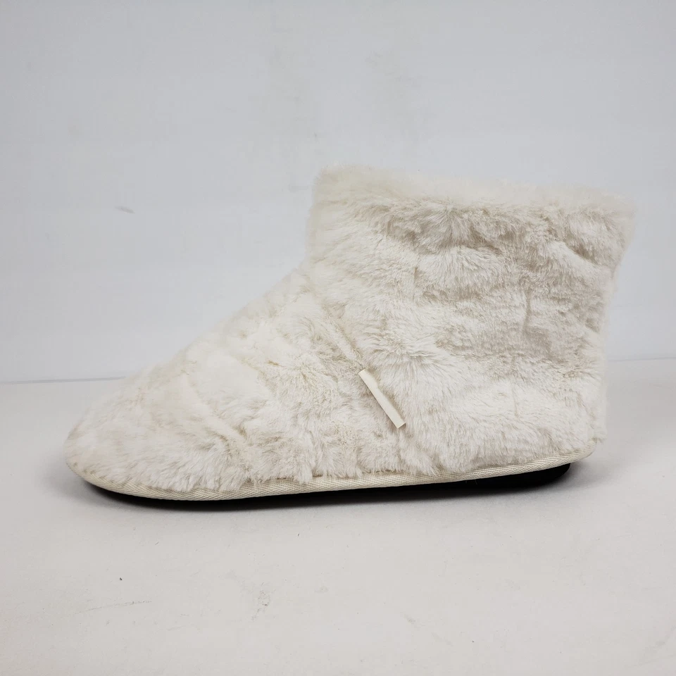 Zapatillas cálidas cómodas sin cordones Muk Luks acogedoras para mujer talla 7 blancas de piel sintética WPL6134 Foto 3 de 4